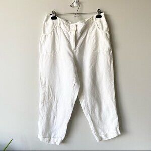 Chico’s Linen Relaxed Fit Cropped  Length Pants